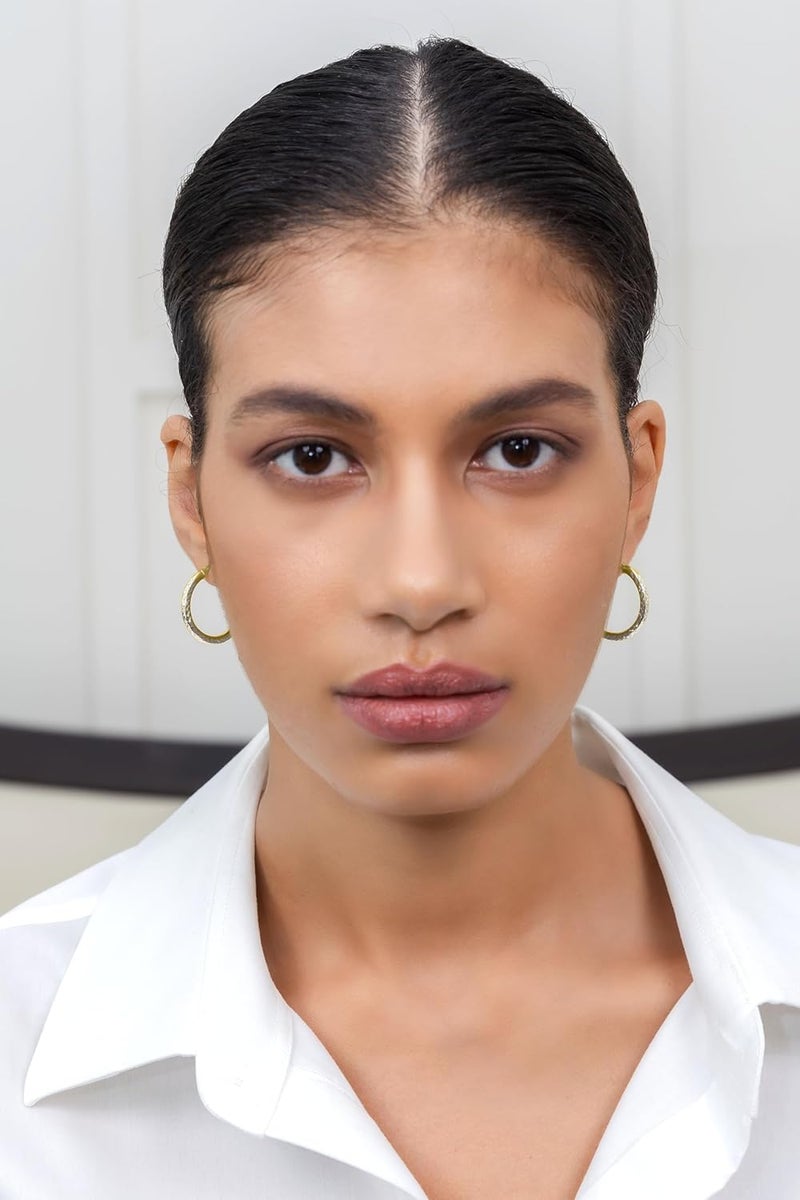 Hoops & Loops - Sterling Silver 25mm Two Tone Diamond Cut Click Top Hoop Earrings in Sterling Silver & Yellow Gold Flash Plated - Image 4